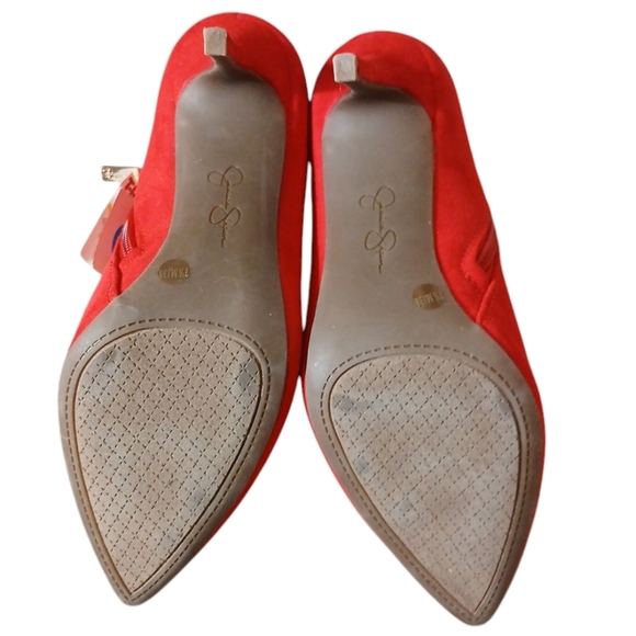 Jessica Simpson Averna Red Suede Ankle Boots Stiletto Heeled Booties size 7.5 - Picture 9 of 13